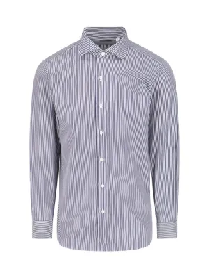 Odorless Binding Tape Embellished Neckline 1925 Striped Shirt