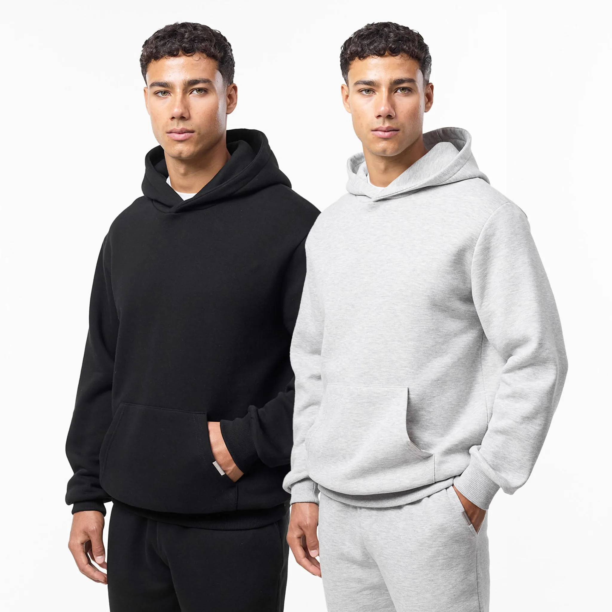 2-Pack Relaxed Fit Hoodie | Grey Marl/Black Layering Piece