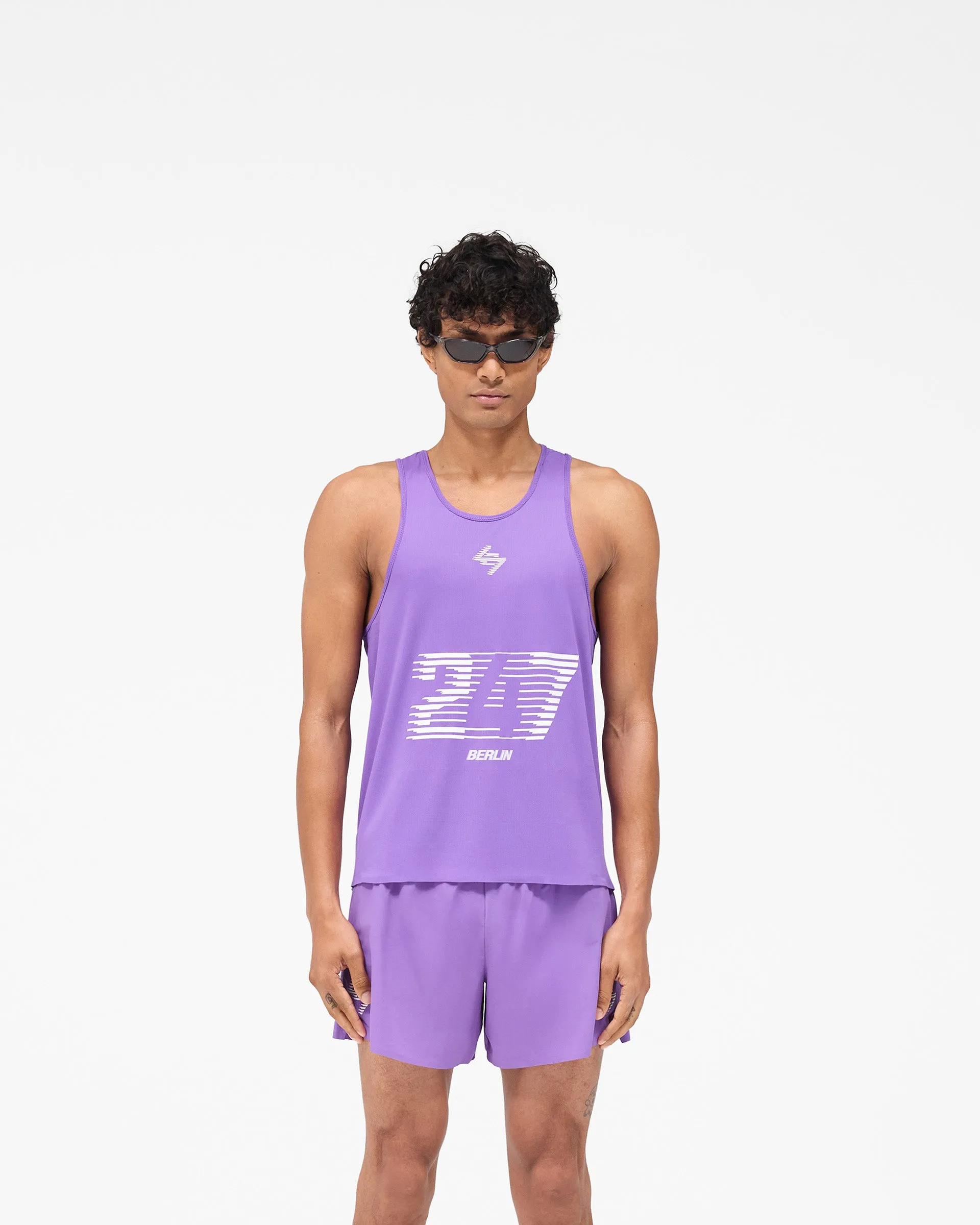 247 Berlin Singlet - Purple Double Stitched Seams Stretchable Fabric