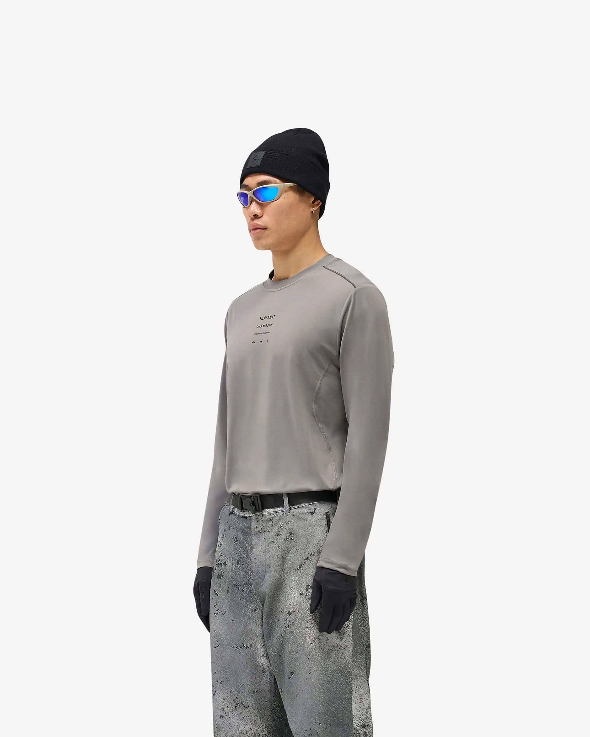 247 Trail Long Sleeve T-Shirt - Steel Layered Look Heathered Fabric