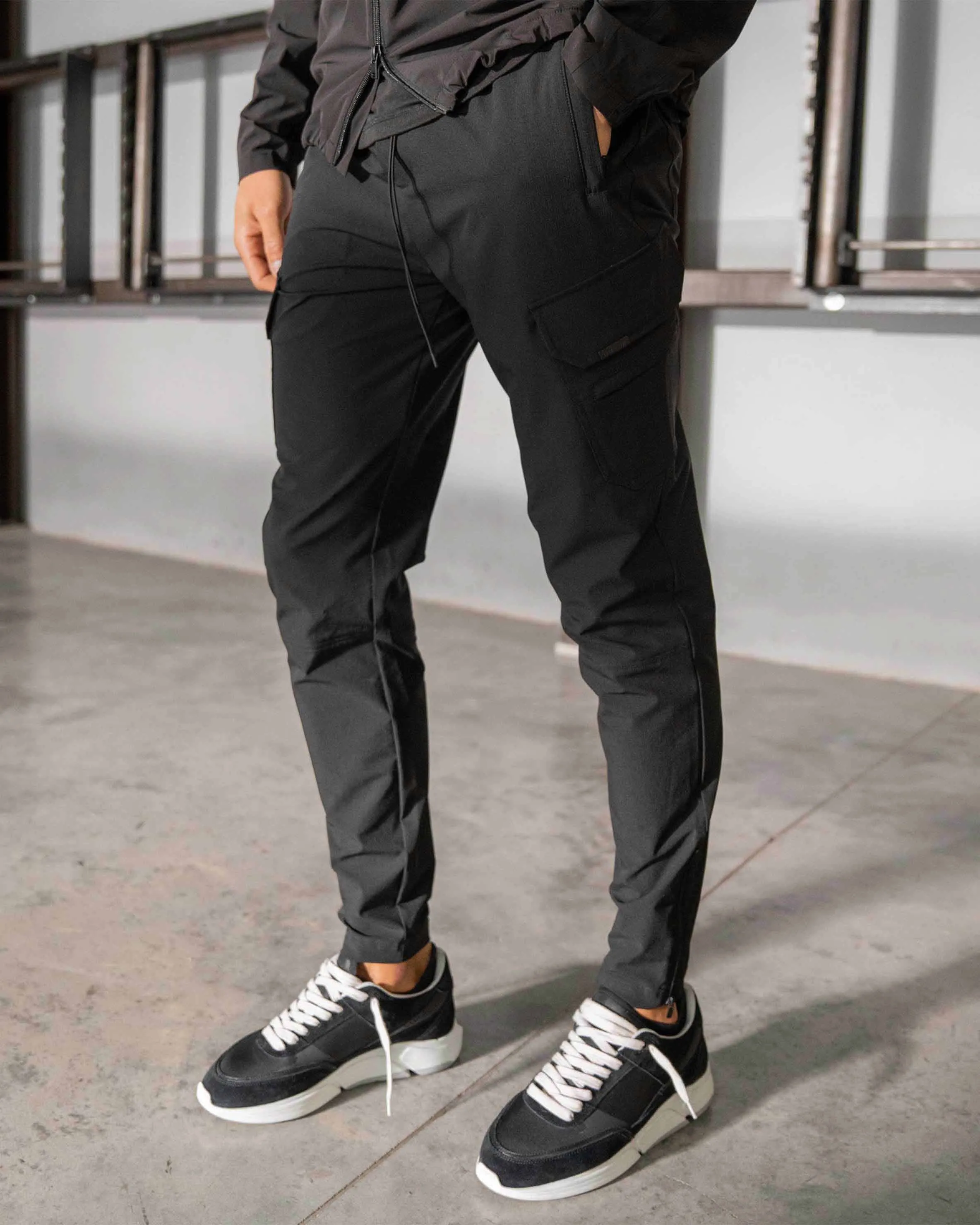 247 Zip Pant - Black Elastic Cuff Go Anywhere