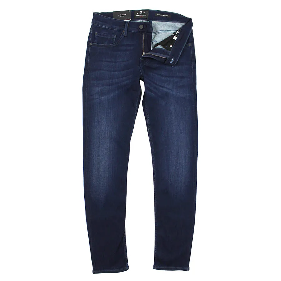 7 For All Mankind - Slimmy Tapered Luxe Jeans in Deep Blue Artist Vibe Travel Outfit Holiday Vibes Date Night Lightweight