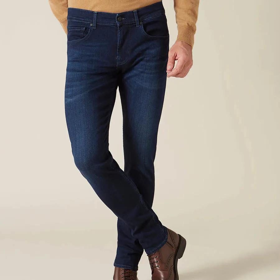 7 For All Mankind - Slimmy Tapered Luxe Jeans in Deep Blue Tapered leg