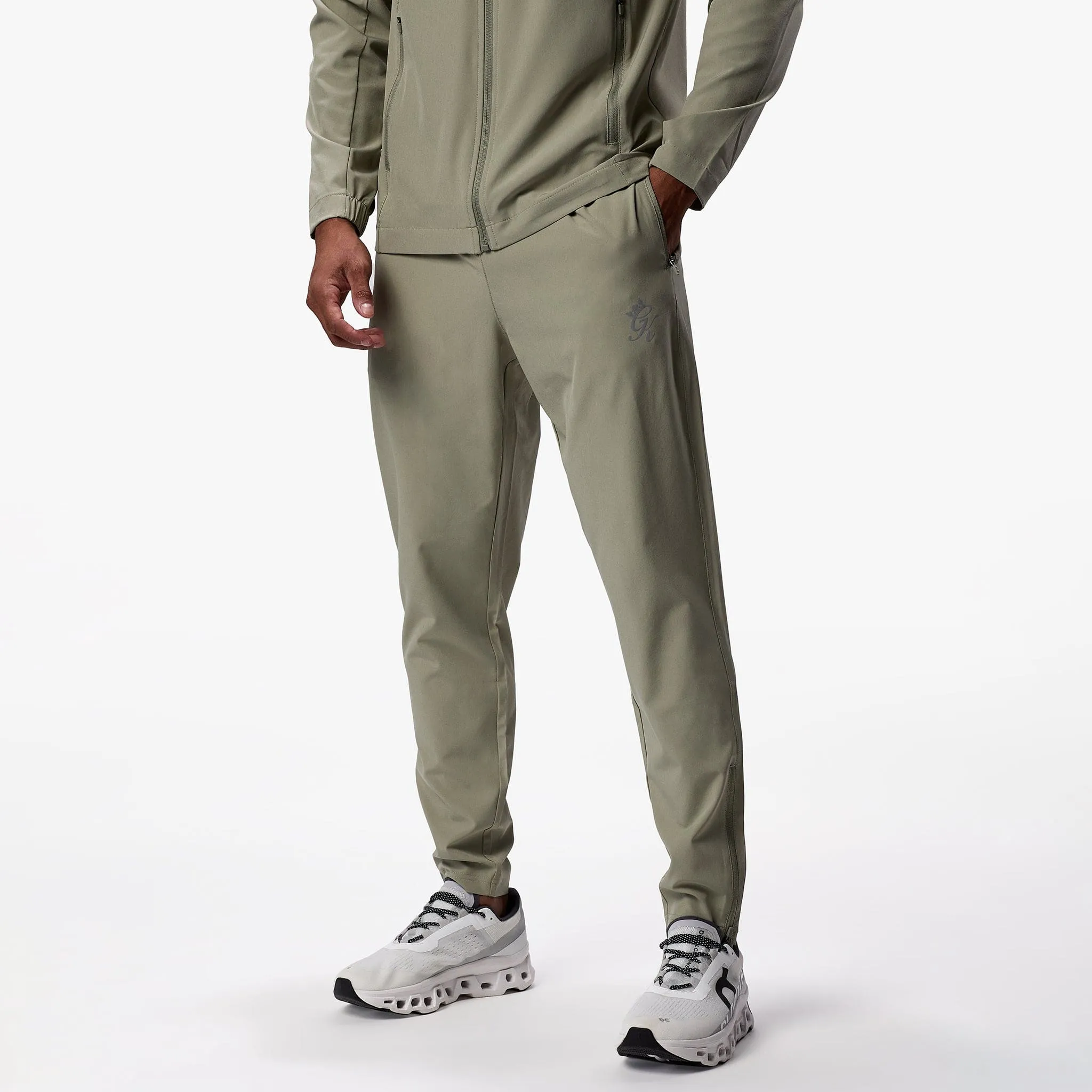 Gym King Flex Woven Tracksuit Bottom - Soft Khaki Comfy Design