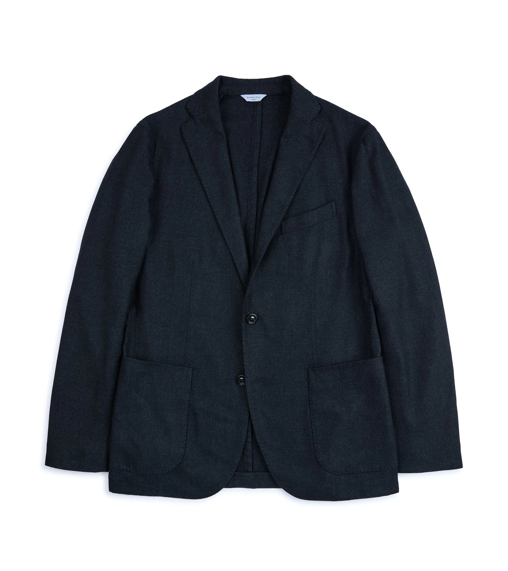 Stretch Comfort Boglioli Wool Melange Flannel K Jacket: Navy Charcoal