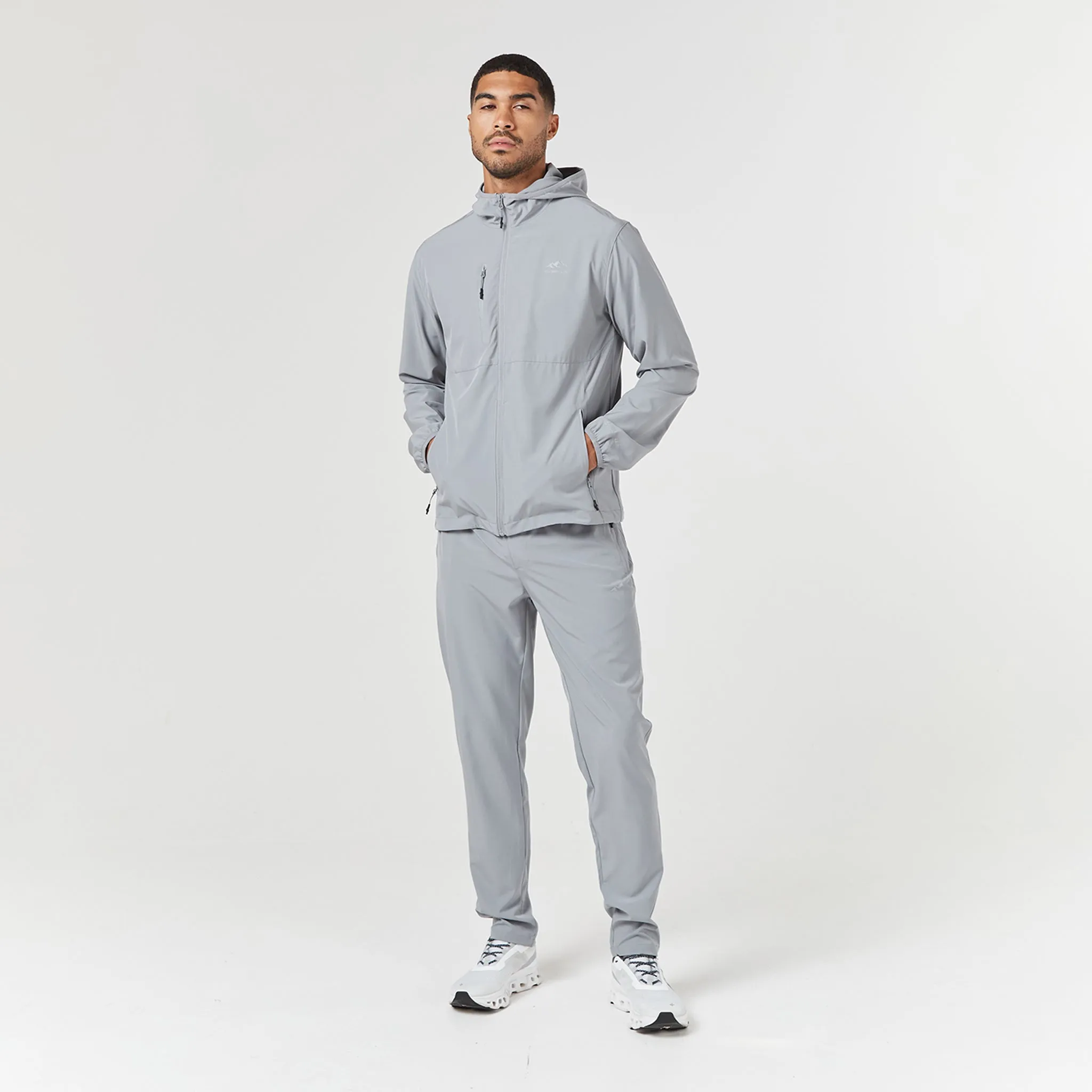 Cut & Sew Training Jacket | Mid Grey Double Stitch Seams Vegan Leather Accents