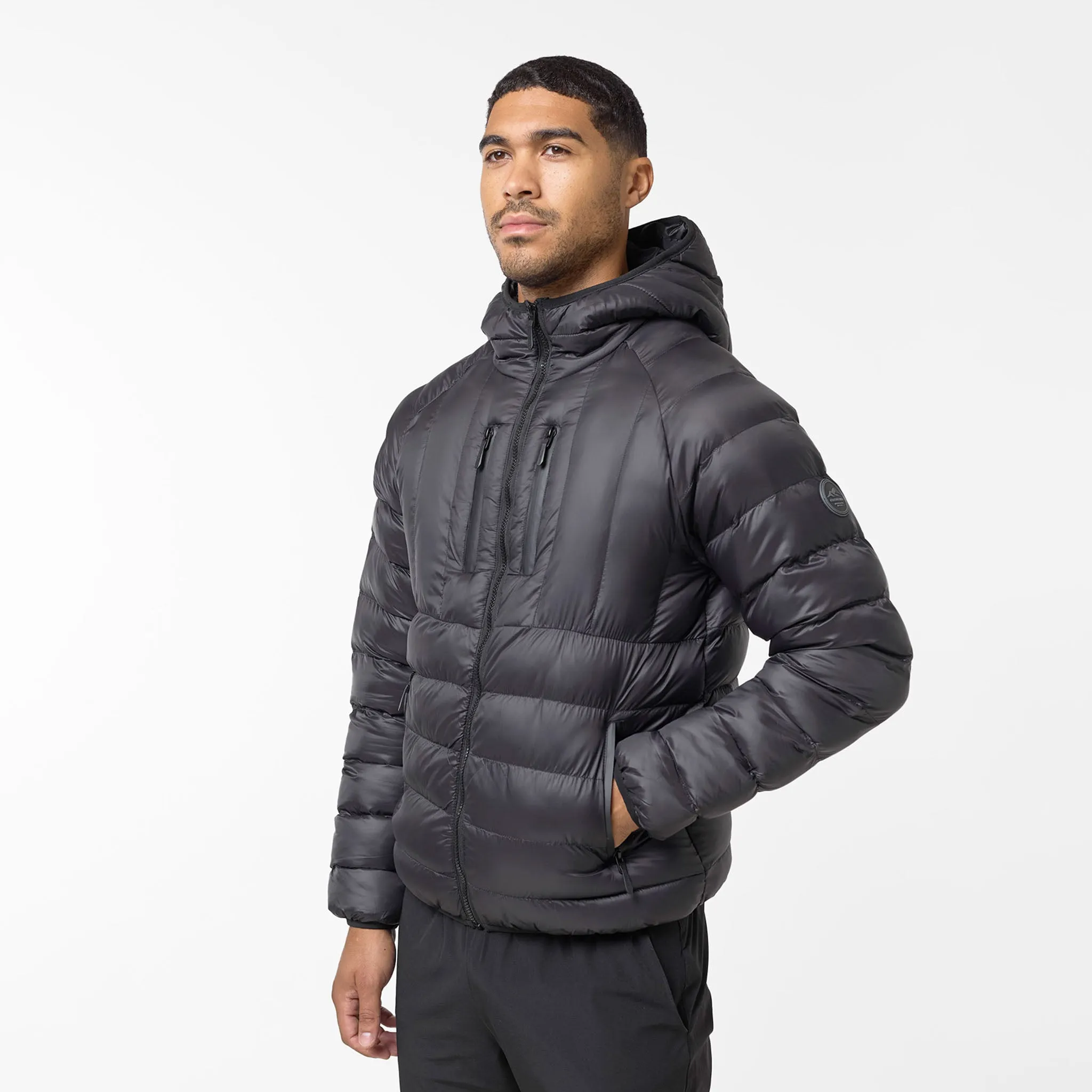 Slim Quilted Zipped Puffer | Black Shine Comfortable fit
