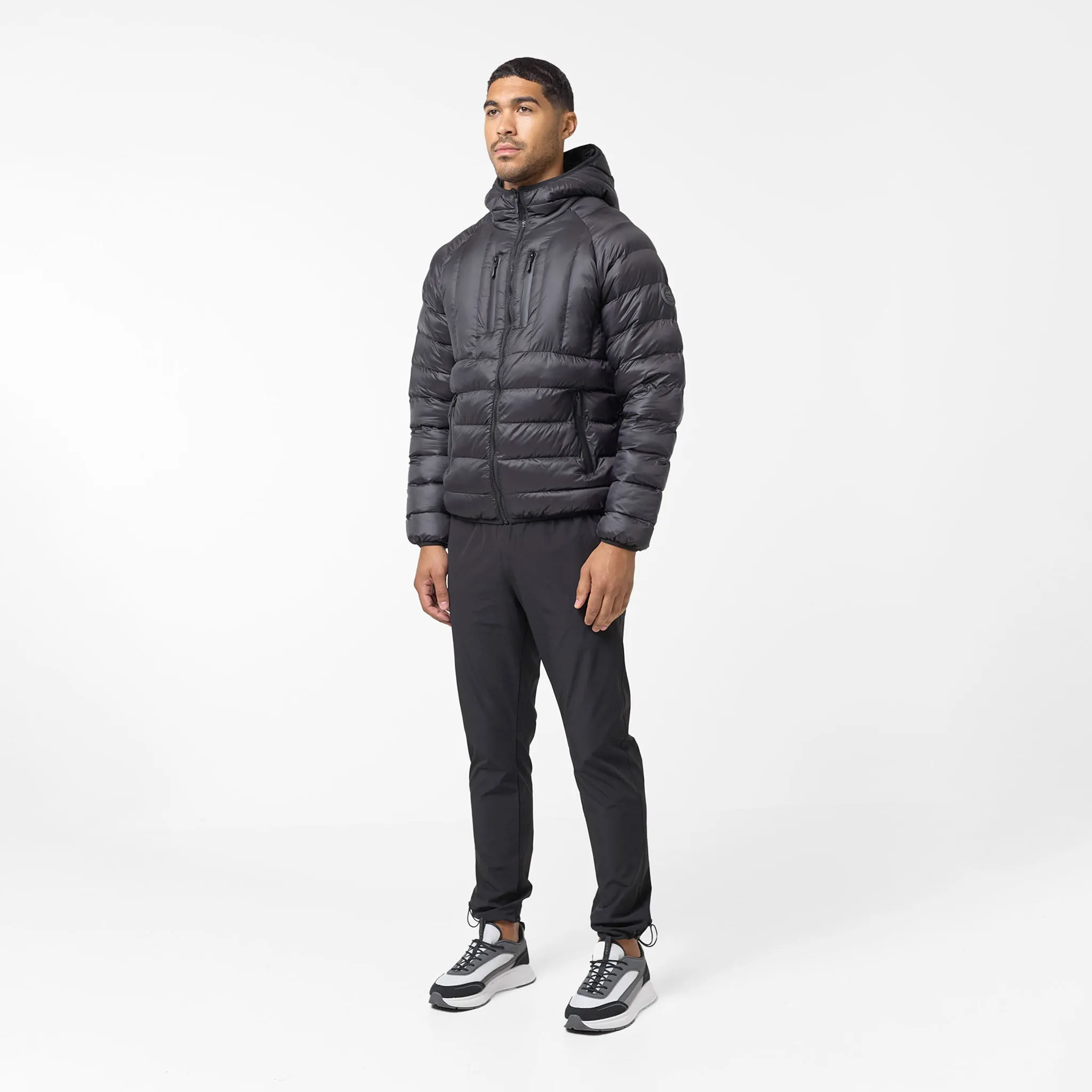 Simple Comfort Travel Wardrobe Slim Quilted Zipped Puffer | Black Shine