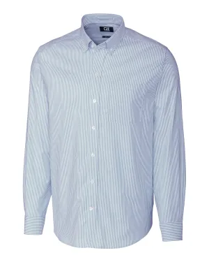 Cutter & Buck Stretch Oxford Stripe Mens Big and Tall Long Sleeve Dress Shirt Premium Style