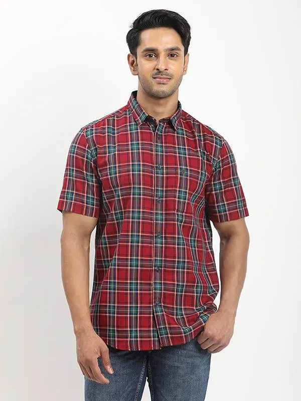 Men Checked Half Sleeve Cotton Shirt checkered pattern