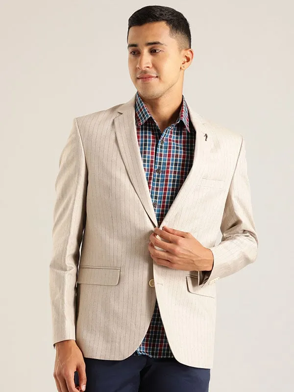 EasyClean Coating ReinforcedElasticHem Constructed Striped Casual Blazer