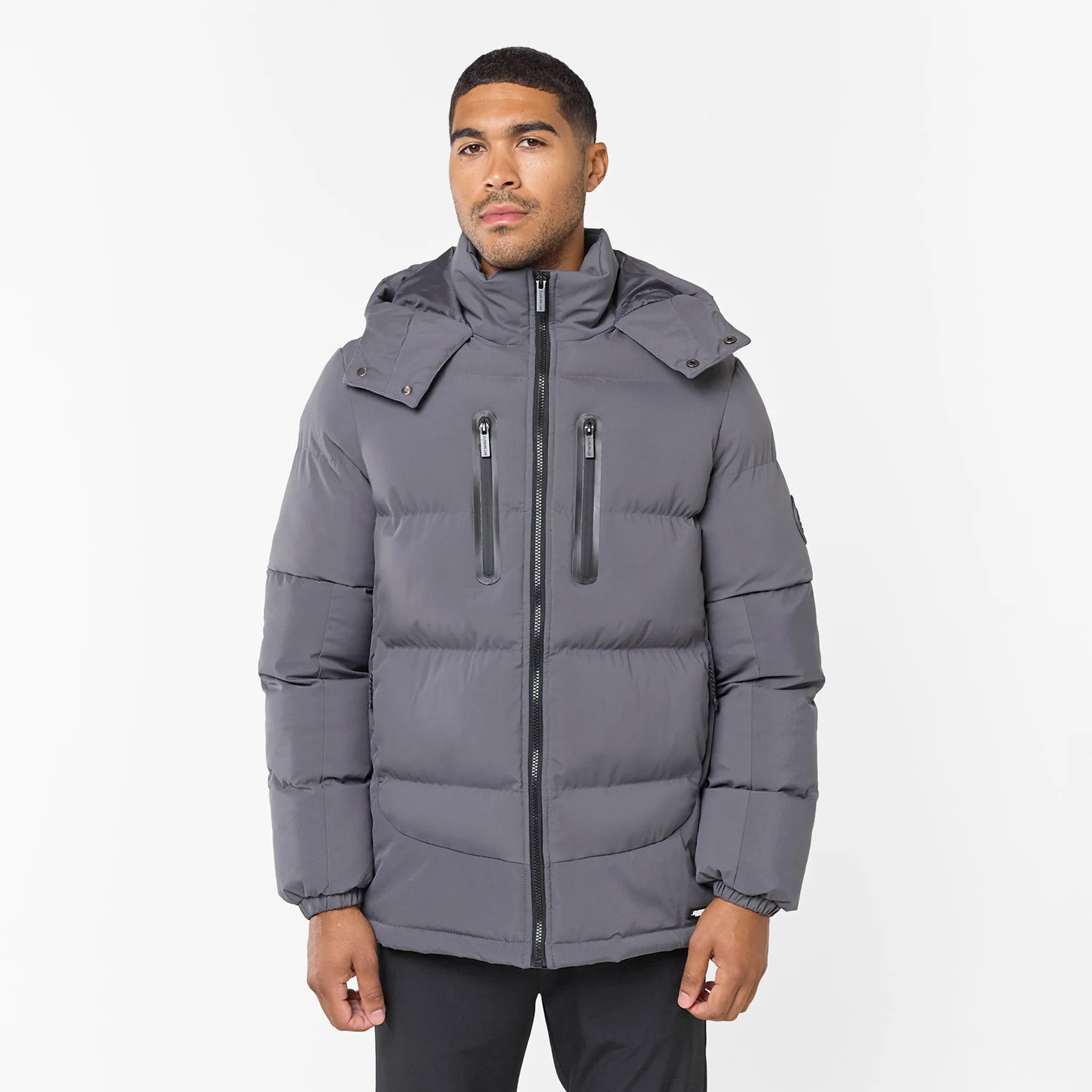 Contrast Fabric Puffer Jacket | Charcoal Weather Fit HighVisibility Trims