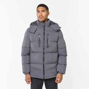 Contrast Fabric Puffer Jacket | Charcoal Weather Fit HighVisibility Trims
