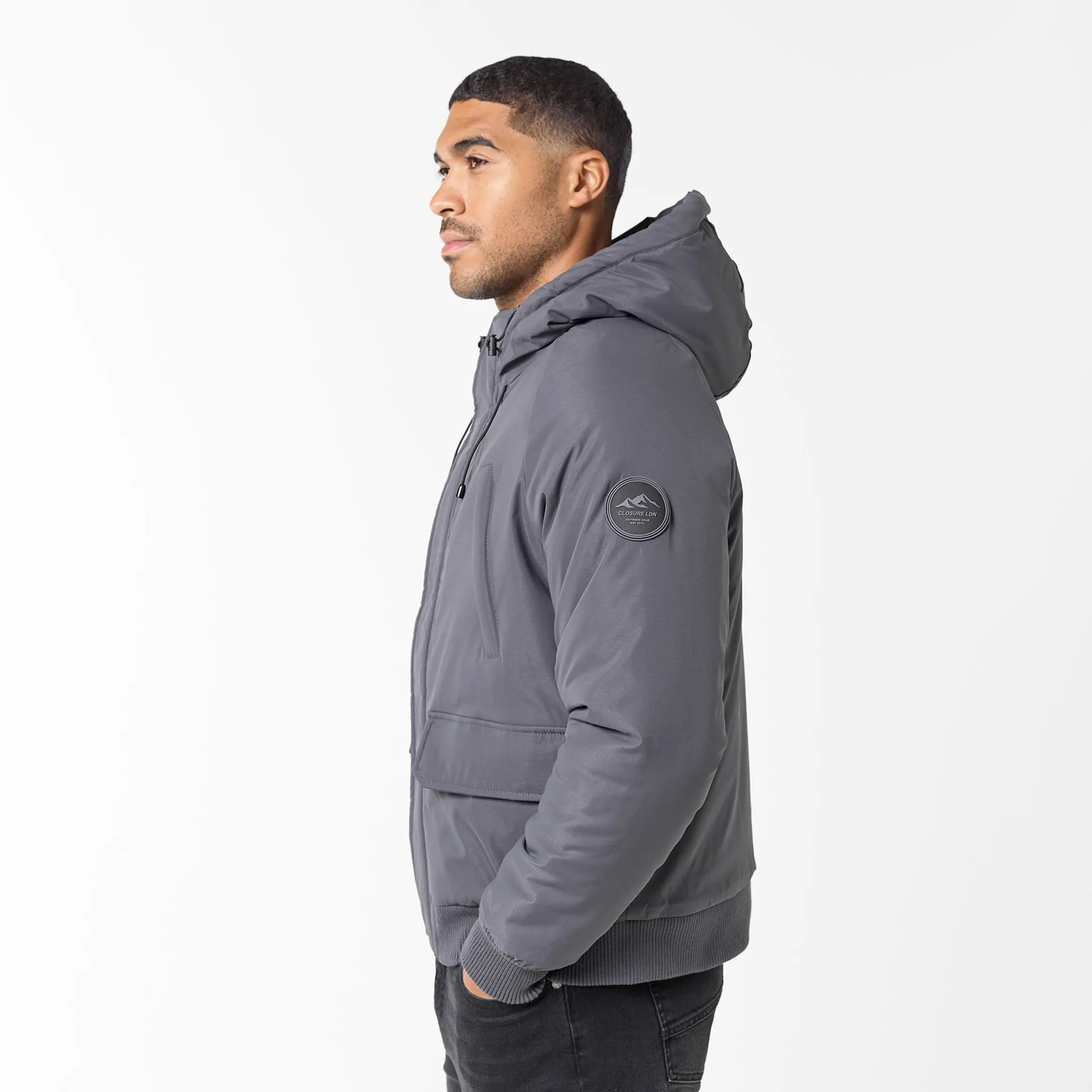 Street Comfort Fit Flexible Side Gussets Hooded Parka Jacket | Charcoal