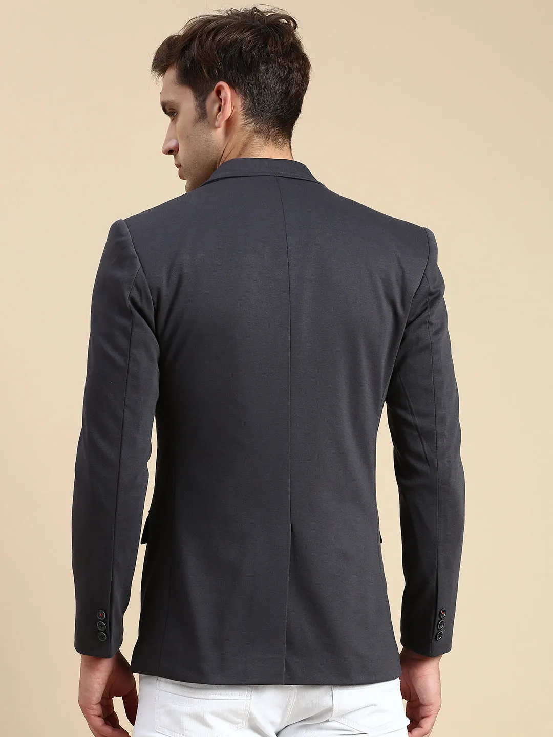 Men's Grey Slim-Fit Single Breasted Blazer Light Protection Heavyweight Durability