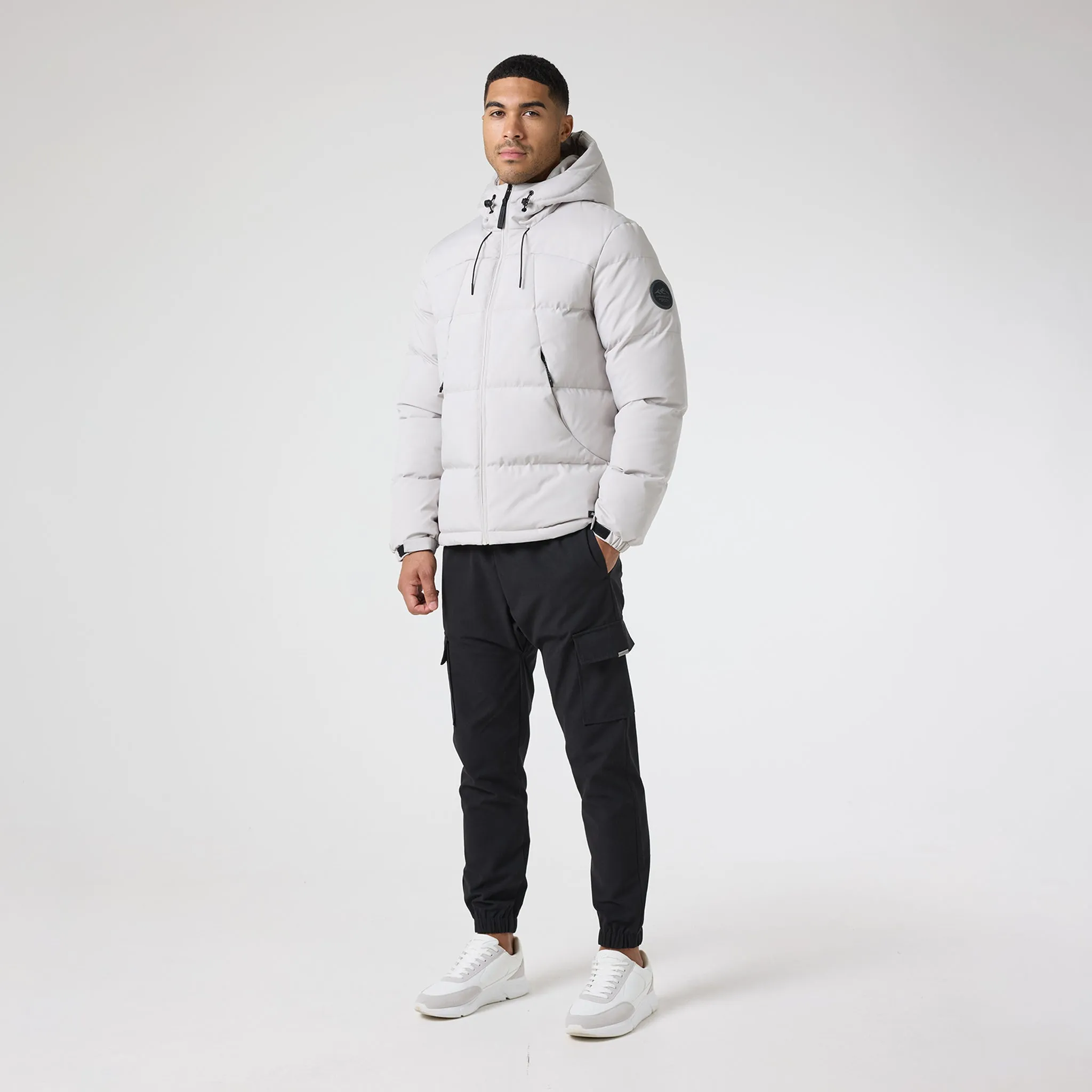 Oversized style Urban Explorer Look Ripstop Racer Puffer Jacket | Stone