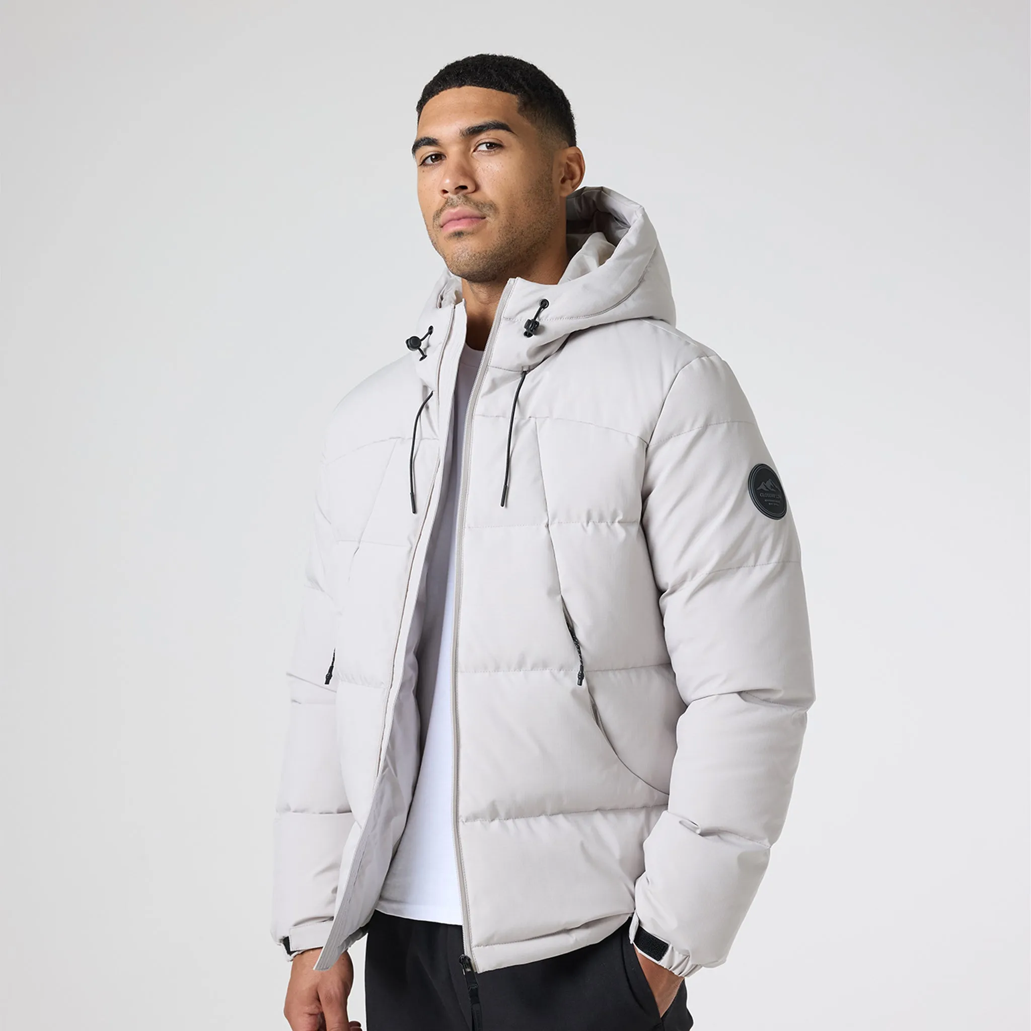 Ripstop Racer Puffer Jacket | Stone Ventilated Back hypoallergenic material