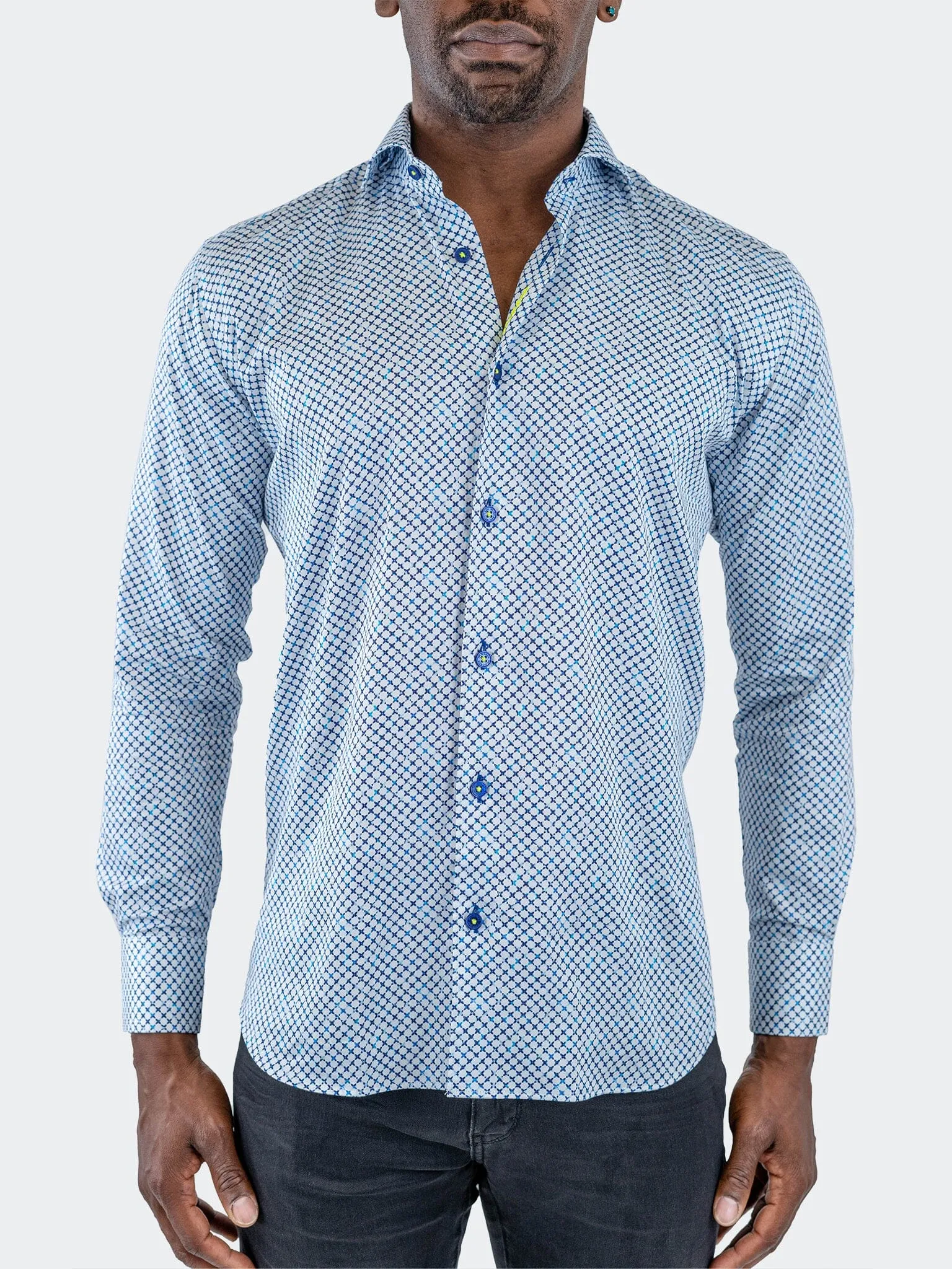 Short Sleeve Functional Design Einstein JacqDigiWeave Blue