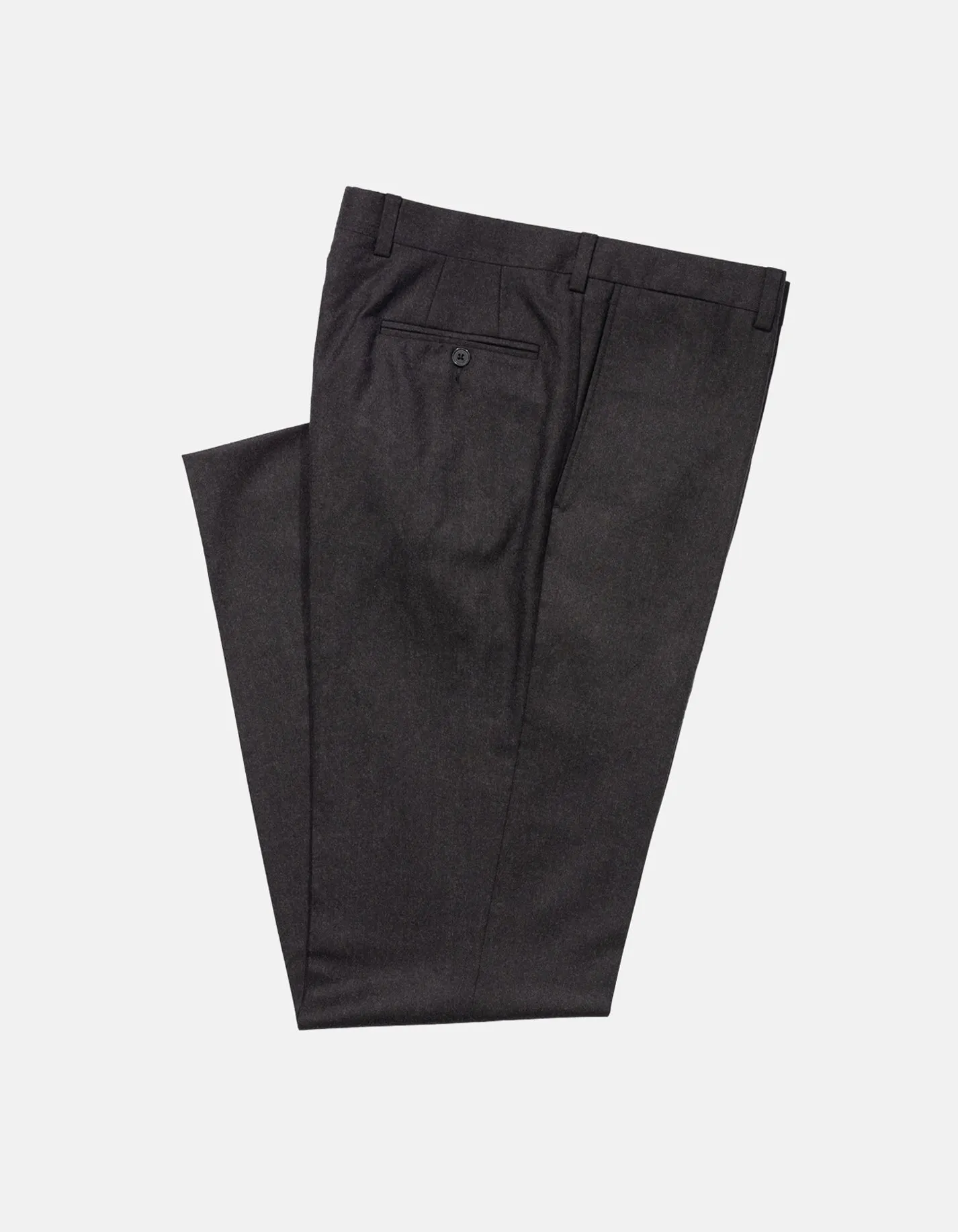 Made-in-Canada Dark Brown Wool Flannel Trouser Minimal Stretch Fit Form Fit Comfort