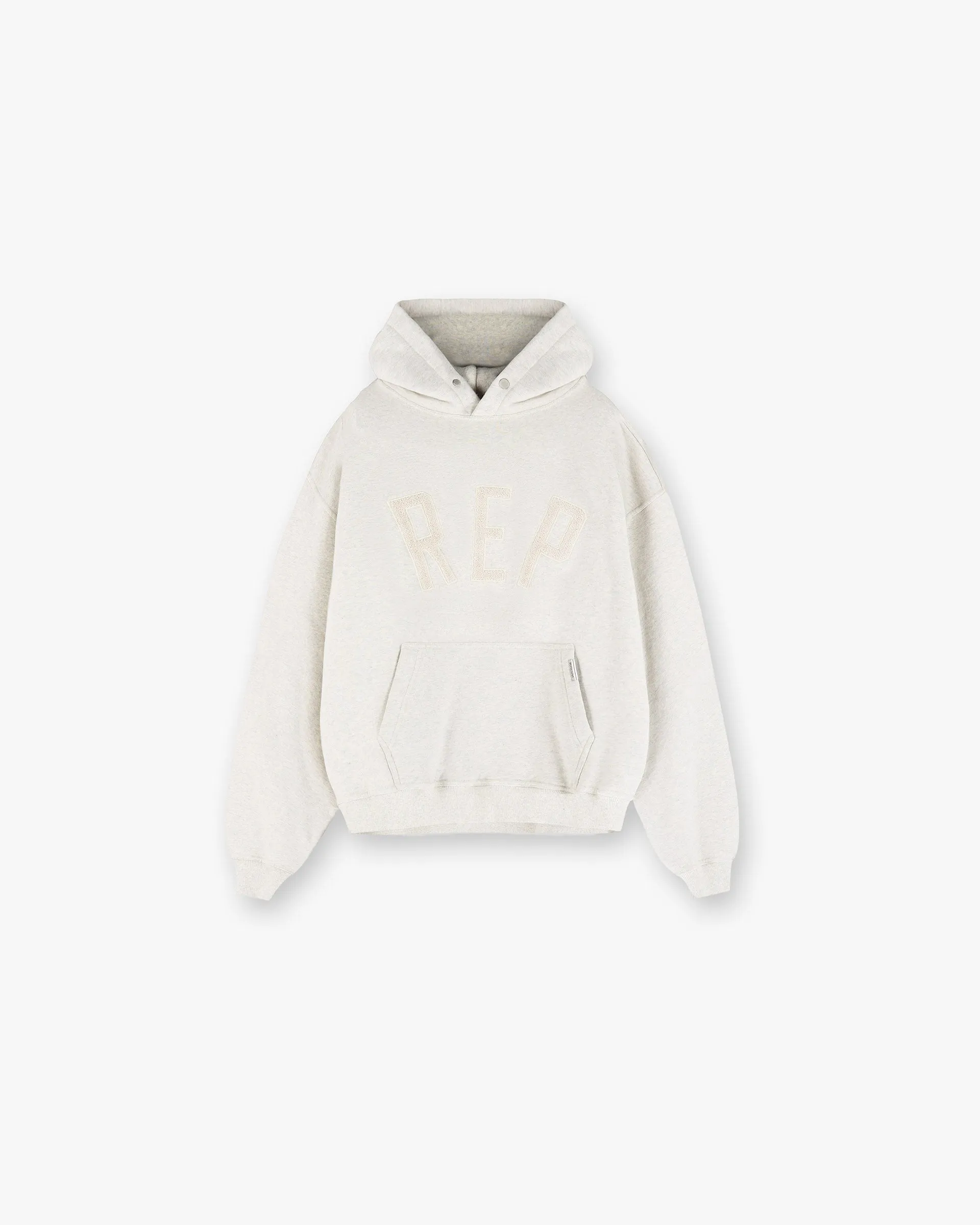 Trendy Fashion Rep Applique Hoodie - Cream Marl