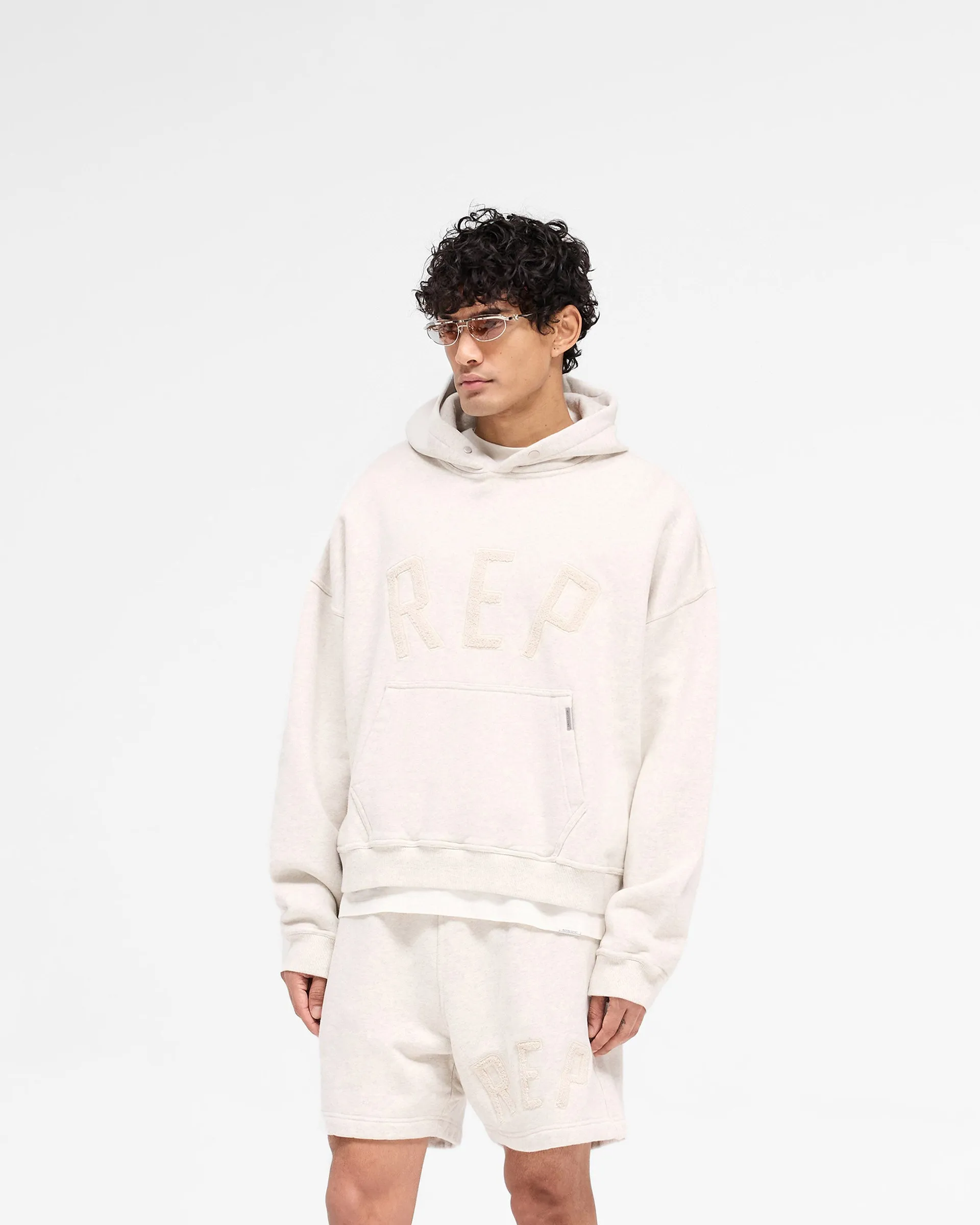 Essential Outerwear Rep Applique Hoodie - Cream Marl