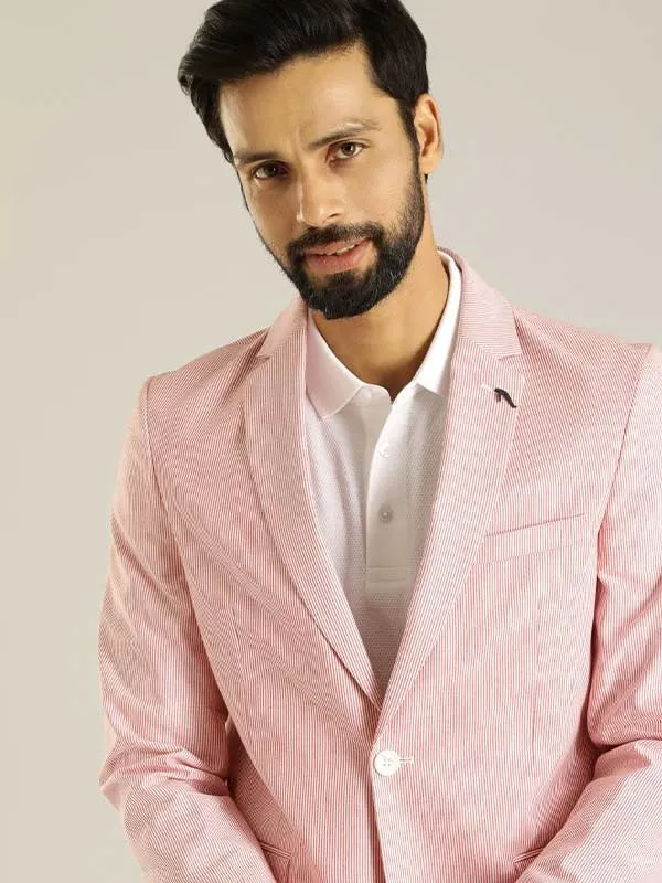 Old Style Men Full Sleeve Striped Casual Blazer