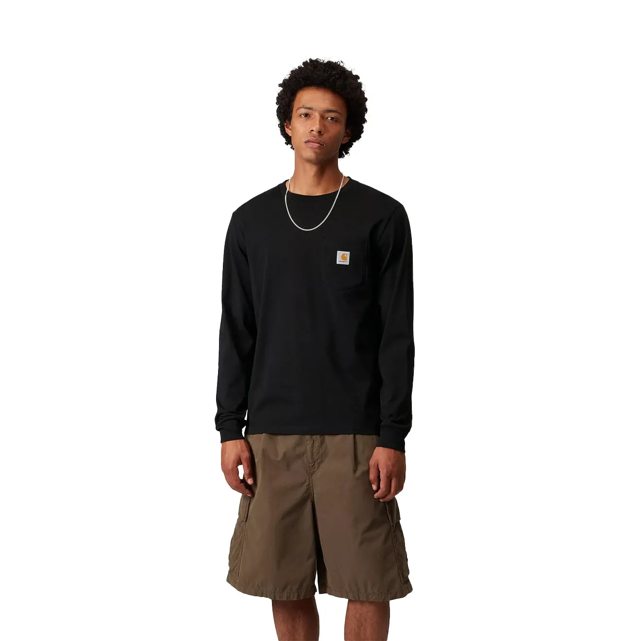 Trendy Comfort ReinforcedShoulderPanels Carhartt WIP L/S Pocket T-Shirt Black