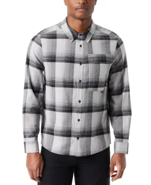 Bass Outdoor Shirt Men  Gray Plaid Long Sleeve Button-Up Classic Fit MAC5 Travel Friendly