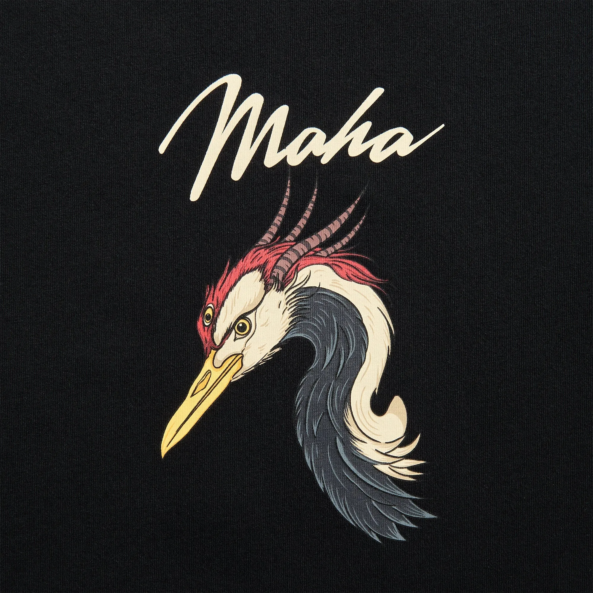 Maharishi Year of the Crane Tee - Black Durable Colorfast Finish Quick Dry Comfort