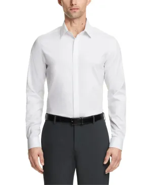 Calvin Klein Dress Shirt Men  White Cotton Blend Regular Fit FTS274 Everyday Fashion Polished Finish