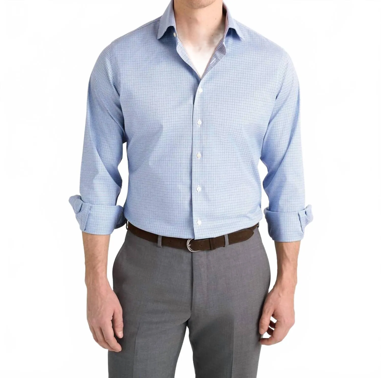 Student Essential Pure Cotton Non-Iron Dress Shirt In Multi Check