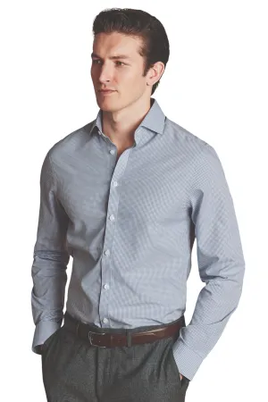 Structured Collar Roll-Up Sleeve Charles Tyrwhitt Men's Non-Iron Poplin Mini Gingham Check Cutaway Slim Fit Shirt Single Cuff