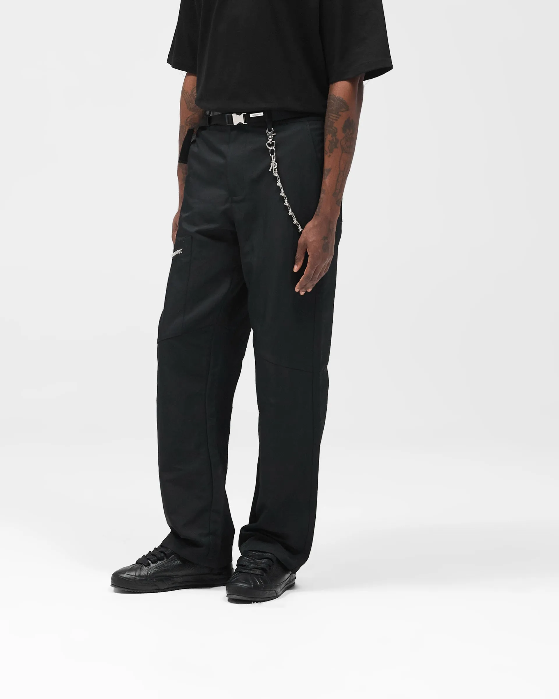 Sport Flex Printed design Nylon Workwear Pant - Jet Black
