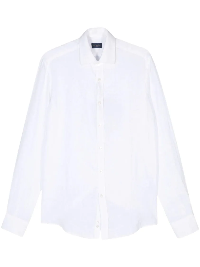 Modern Cut Classic White Linen Long Sleeve Shirt