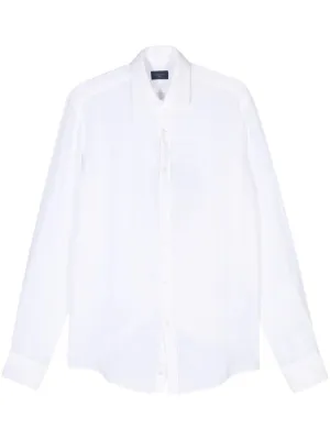 Classic White Linen Long Sleeve Shirt Effortless Comfort Clean Edge Trim