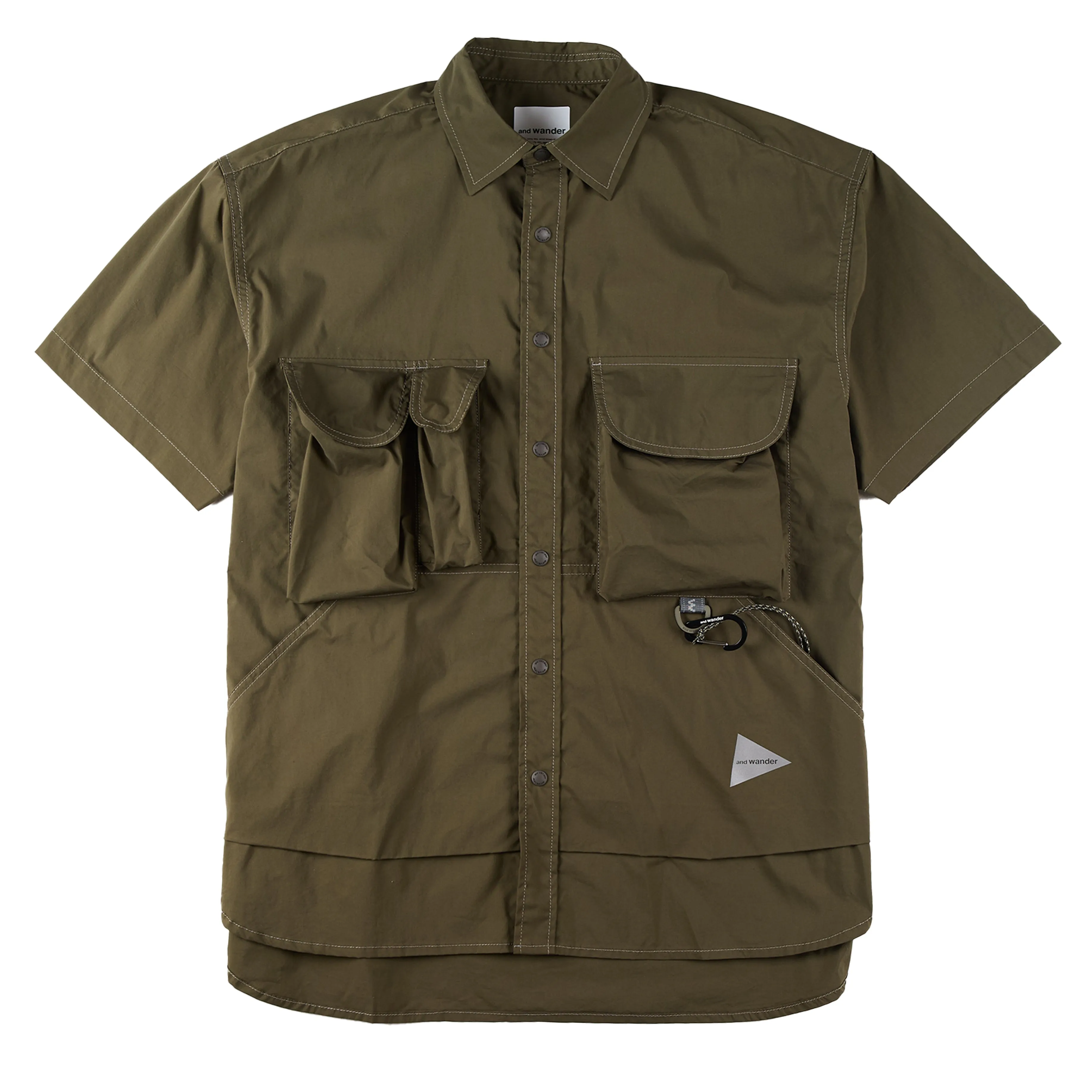And Wander Multi Pocket S/S Shirt Khaki High-End Finish Youthful Style
