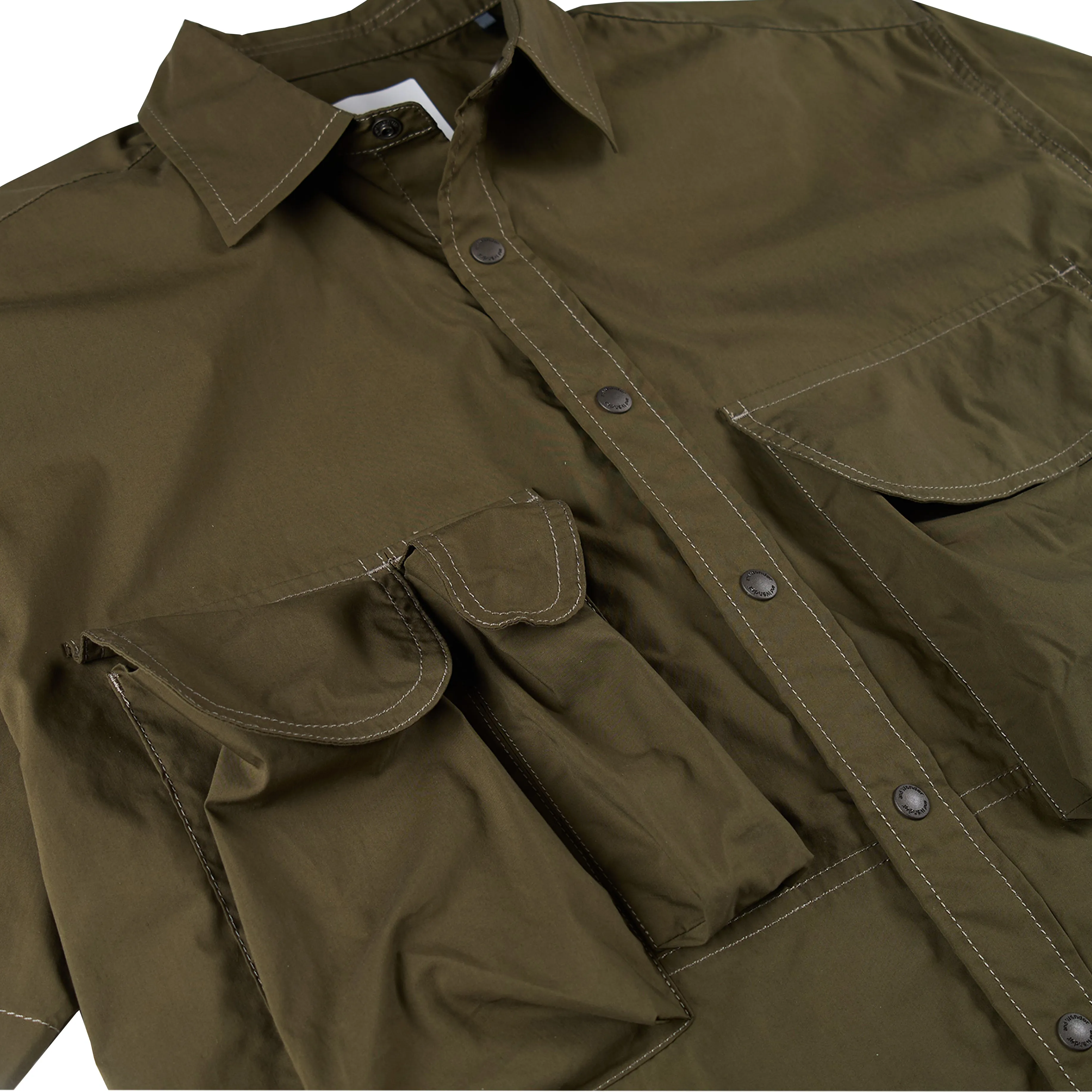 Twill Weave And Wander Multi Pocket S/S Shirt Khaki