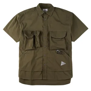 And Wander Multi Pocket S/S Shirt Khaki High-End Finish Youthful Style