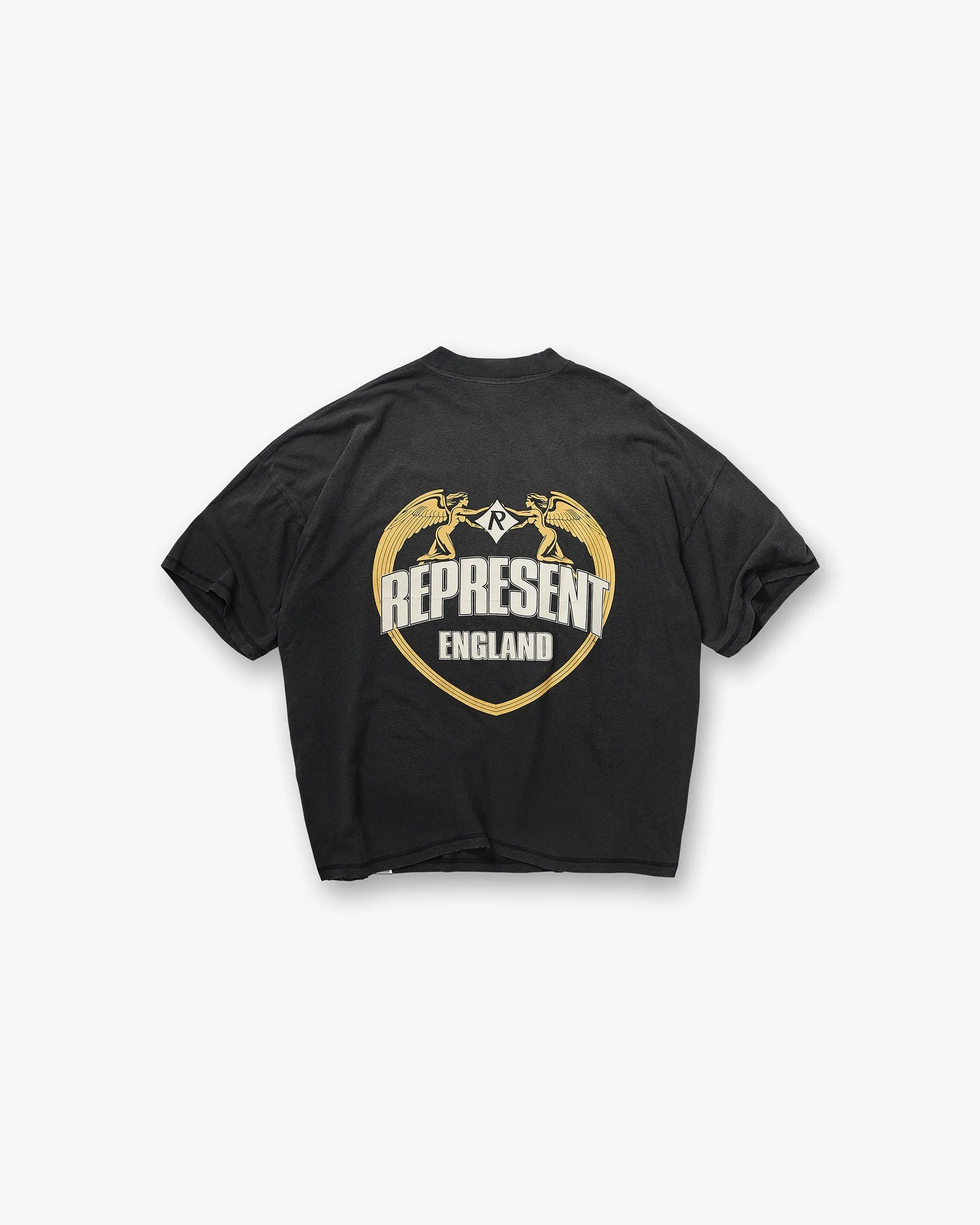 Angel Border T-Shirt - Stained Black Timeless Fit