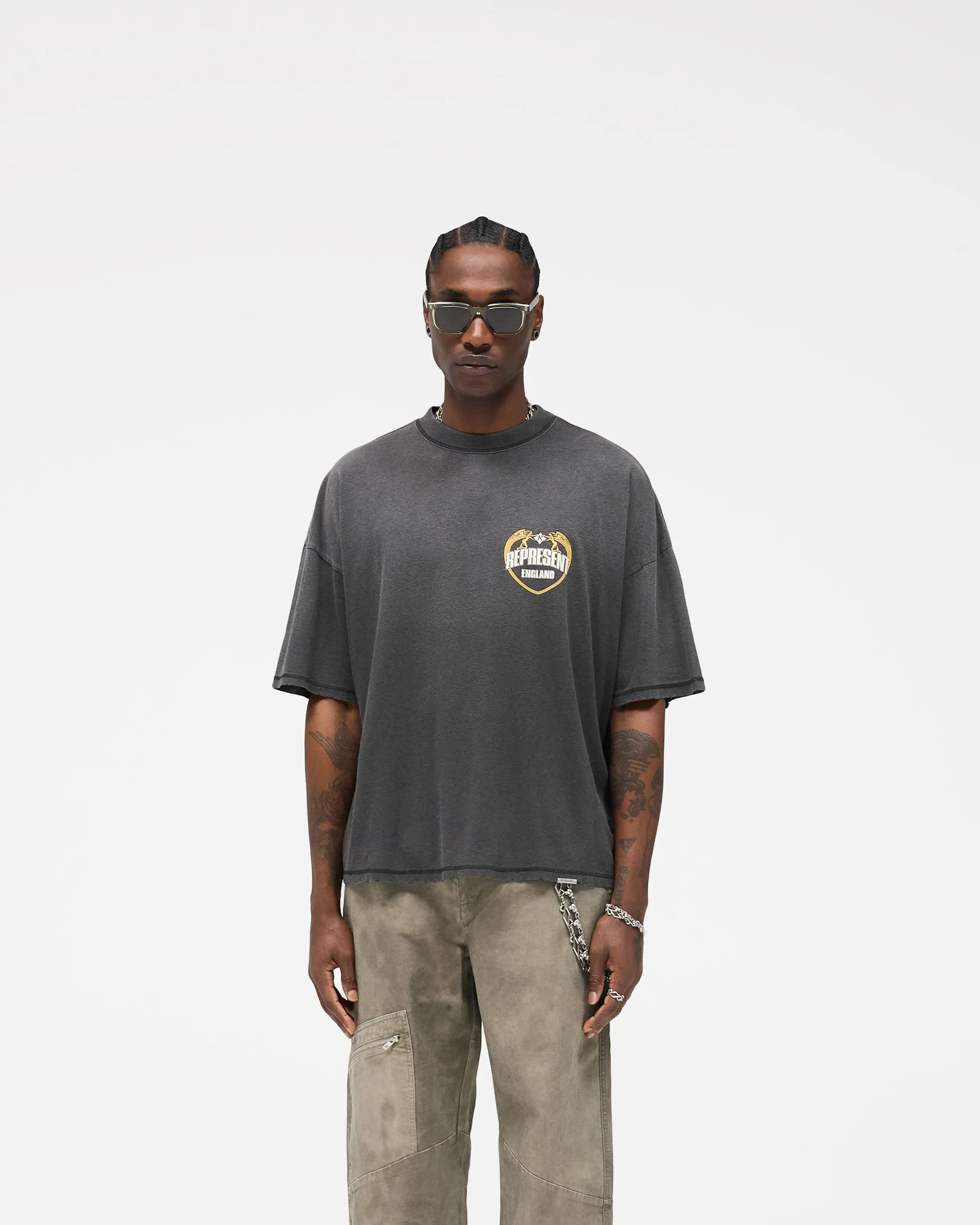 Angel Border T-Shirt - Stained Black Active Trend Multi Purpose Wear