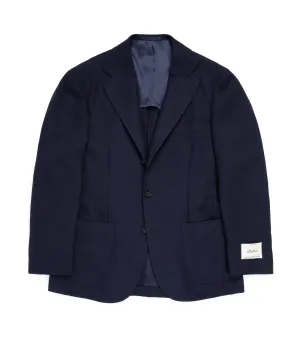 DoubleLayered Collar Ring Jacket Wool Mesh Balloon Jacket: Navy