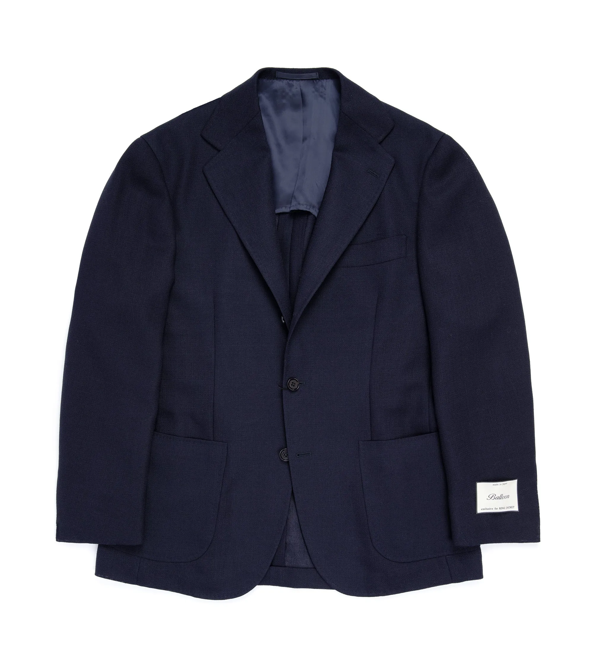 DoubleLayered Collar Ring Jacket Wool Mesh Balloon Jacket: Navy