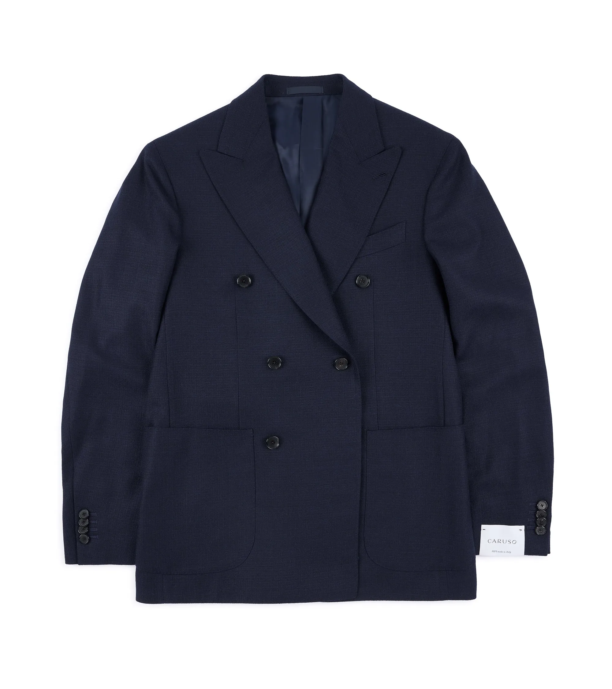 Caruso Aida Wool Melange Double-Breasted Jacket: Navy Functional Fit