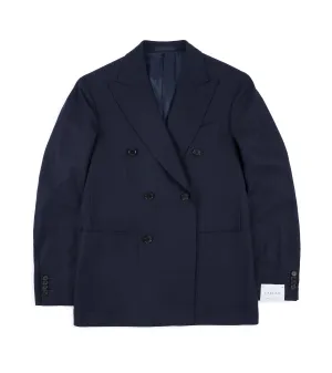Caruso Aida Wool Melange Double-Breasted Jacket: Navy Functional Fit