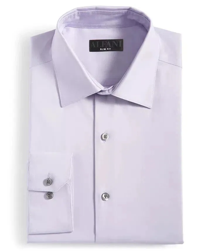 Alfani Dress Shirt Men's  Lilac Whisper Slim-Fit Button-Up FTS291 Matte Finish Designer Look