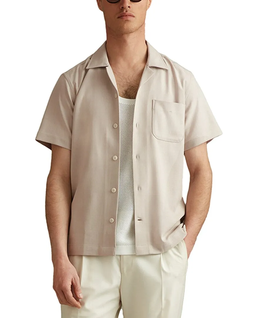 Reiss Nitu Cuban Herringbon Top Non Iron Material Night Out