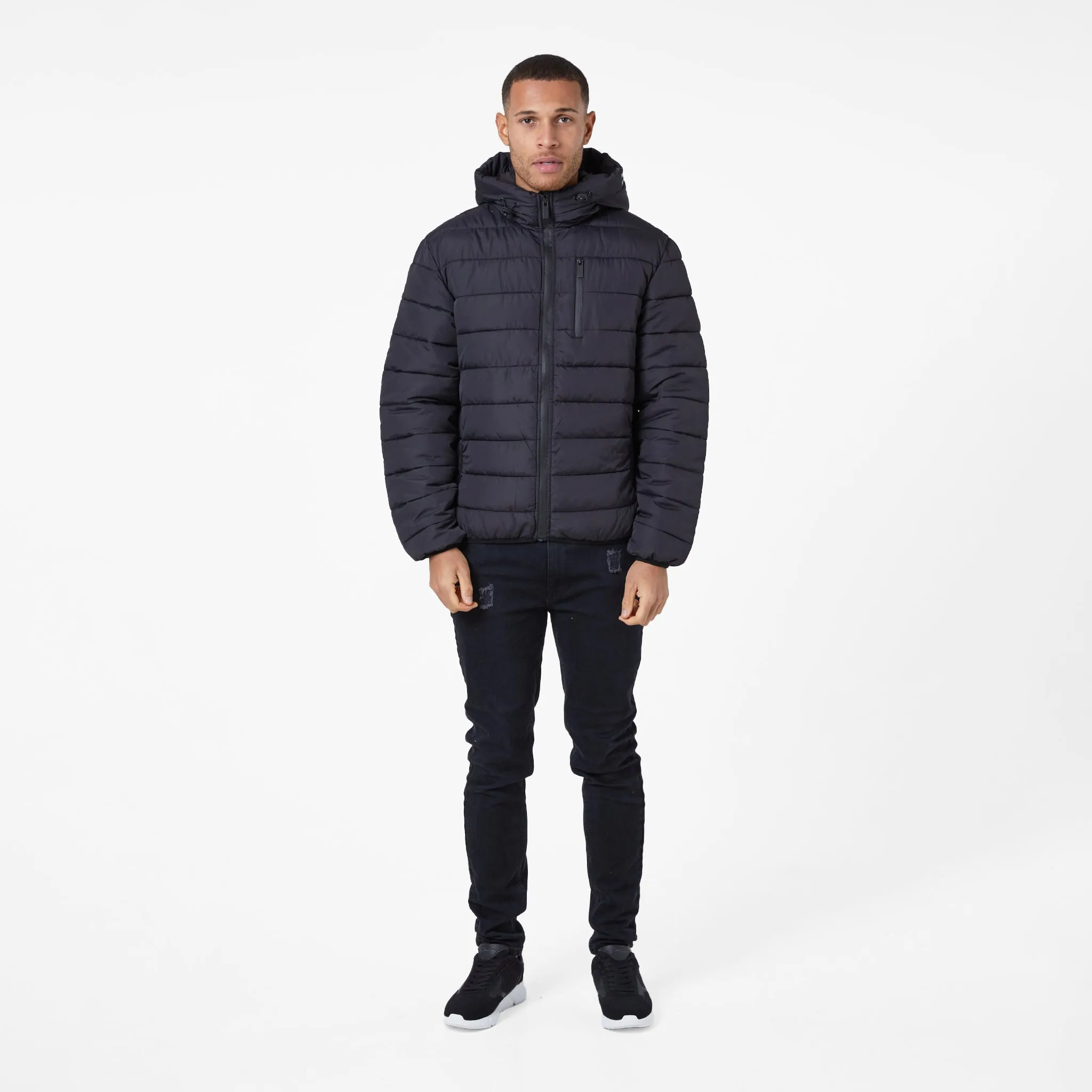 FlexibleCuffSystem Logo Hood Puffer | Gloss Black