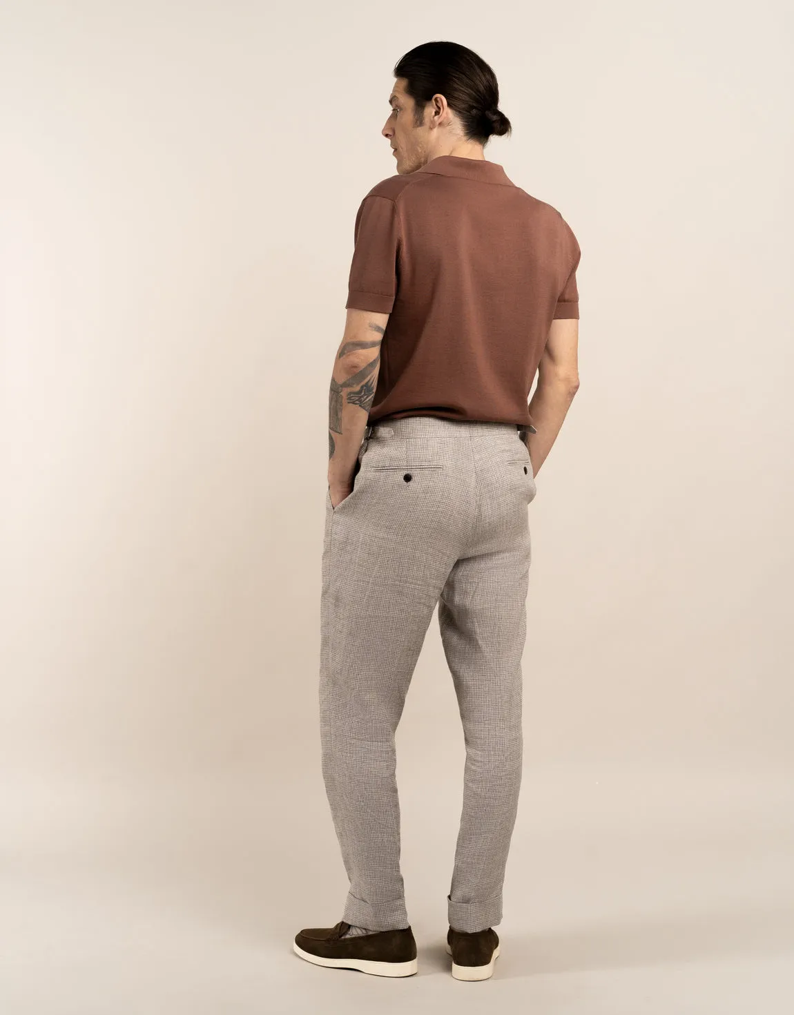 Evans Beige Houndstooth Linen Trouser All Day Wear