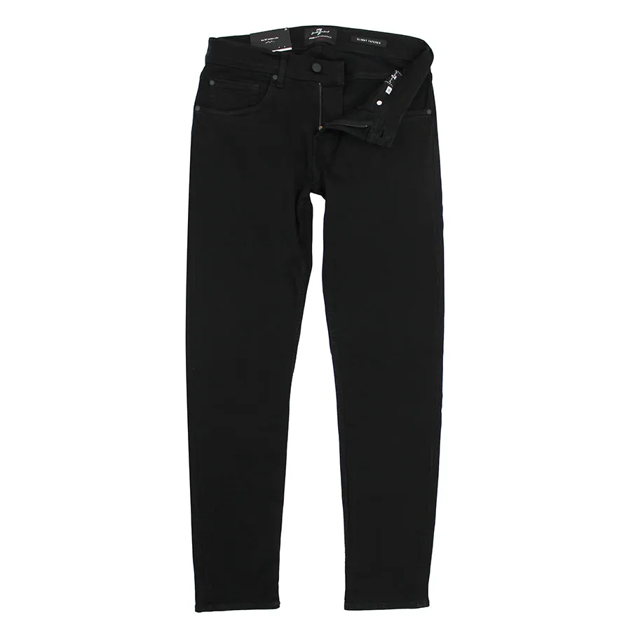 7 For All Mankind - Slimmy Tapered Luxe Jeans in Black Reinforced Stitching Details