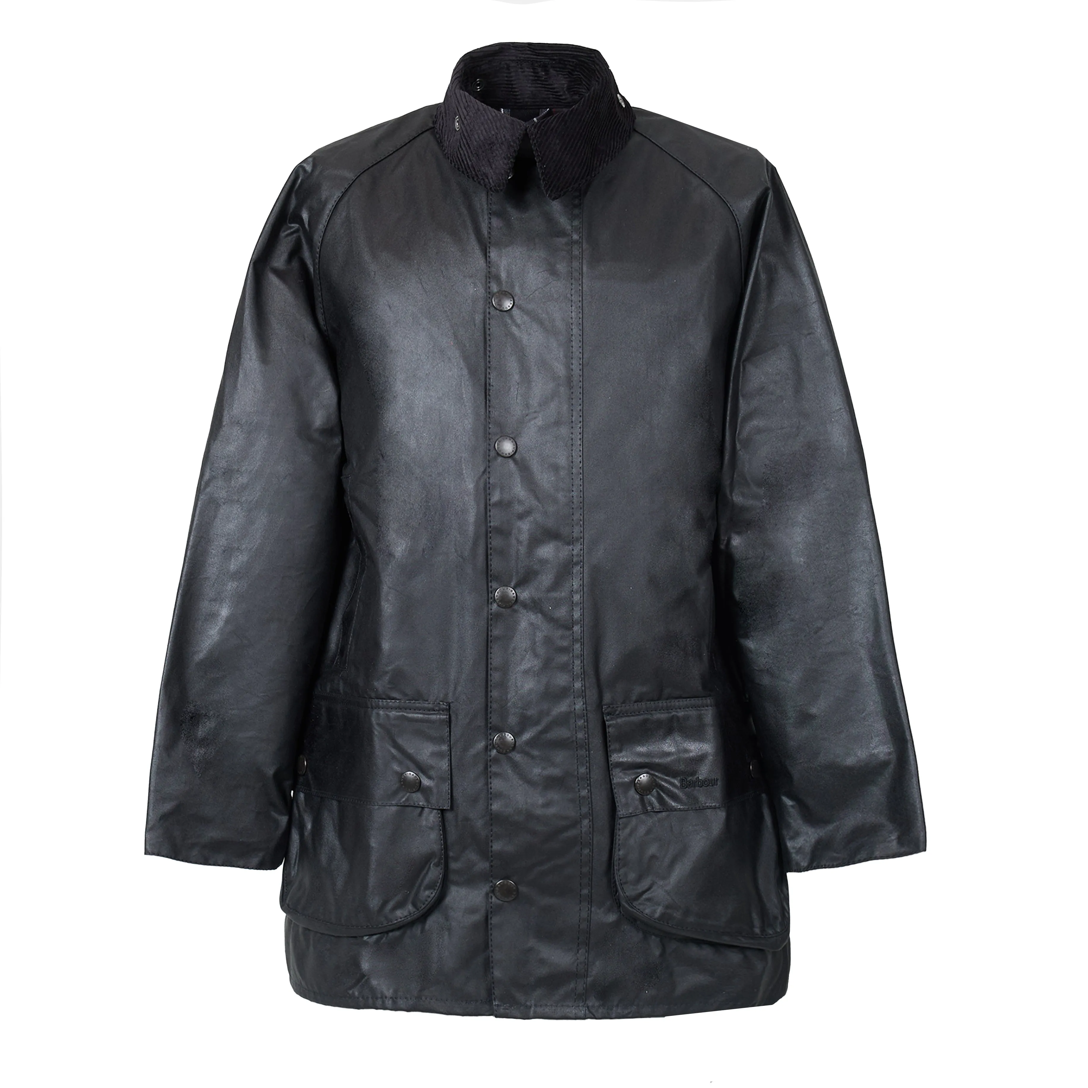 Reflective Safety Details ReinforcedEdging Barbour Beaufort Wax Jacket Black